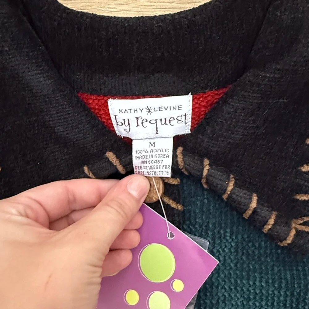 Vintage Kathy Levine by request Colorful Patchwork Cardigan - Picture 2 of 5